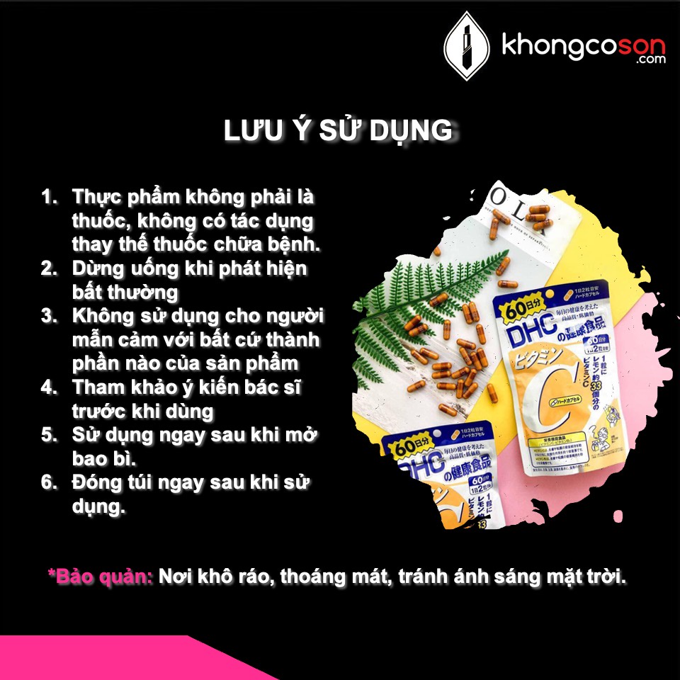 Viên Uống DHC Vitamin C Tăng Cường Sức Đề Kháng Chống Nắng Làm Đẹp Da Và Mờ Thâm Nhật Bản 30 và 90 Ngày - Khongcoson | Thế Giới Skin Care