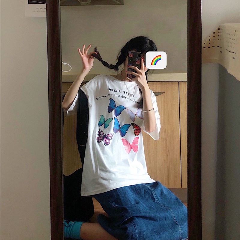 COZOK Chân váy denim lưng cao xẻ tà phong cách Hàn Quốc