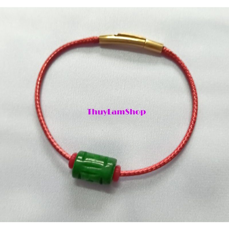 Vòng tay lu thống đầu xuôi đuôi lọt đá chạm hoa văn kí tự cổ khóa bấm cao cấp