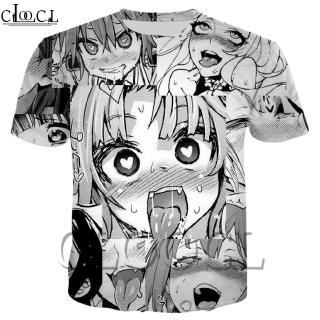 Áo Thun Cổ Tròn In Hoạ Tiết Ahegao Hentai 3d Thời Trang