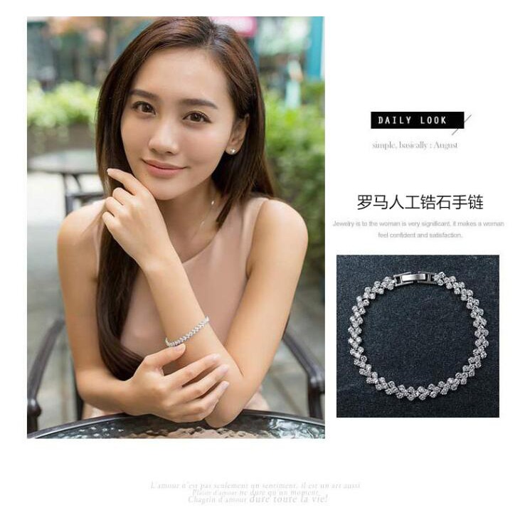 Vòng Tay Đính Đá Zircon Toàn Diện Hình Mickey Phong Cách Âu Mỹ Cho Nữ