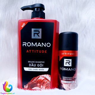 Combo Dầu Gội Romano Attitude 650g + Xịt Khử Mùi 150ml