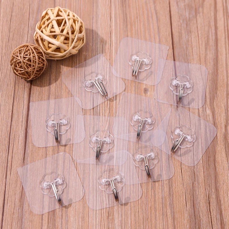 Bộ 10 Móc Dán Tường Siêu Dính 6x6CM Shop Gia Dụng Gia Đình