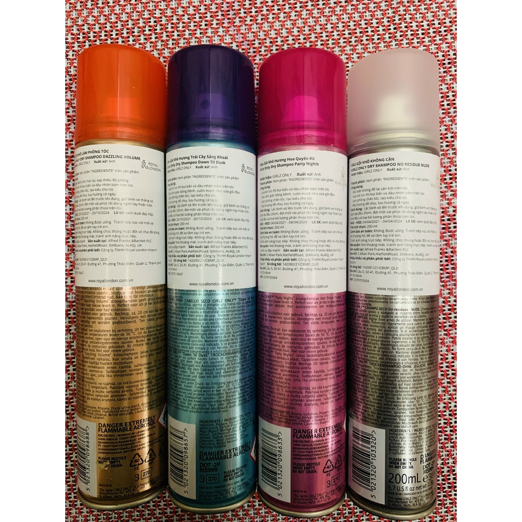 [FREESHIP] Dầu gội khô Girlz Only Dry Shampoo 200ml ＊AramoMart＊