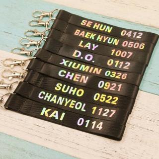 KPOP EXO Keychain CHANYEOL Keyring SEHUN BAEKHYUN Laser Lanyard XIUMIN CHEN KAI