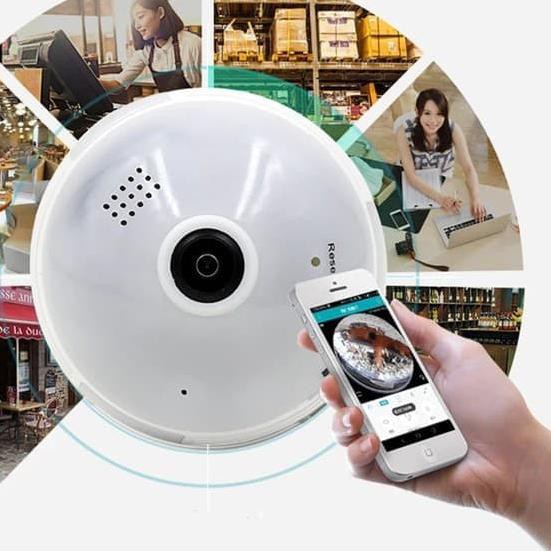 Camera Ip Wifi Không Dây Xoay 360 Độ Hình Bóng Đèn Cá