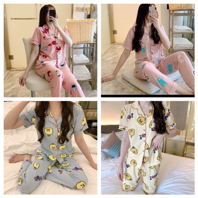 🌸BỘ ĐỒ NGỦ - PIZAMA QUẦN DÀI ÁO NGẮN🌸 | BigBuy360 - bigbuy360.vn