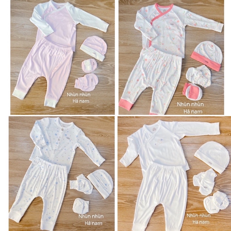 {Nhùn nhùn}Bộ Avaler/Nous sơ sinh cài lệch/cài chéo cotton petit size NB và 3-6m