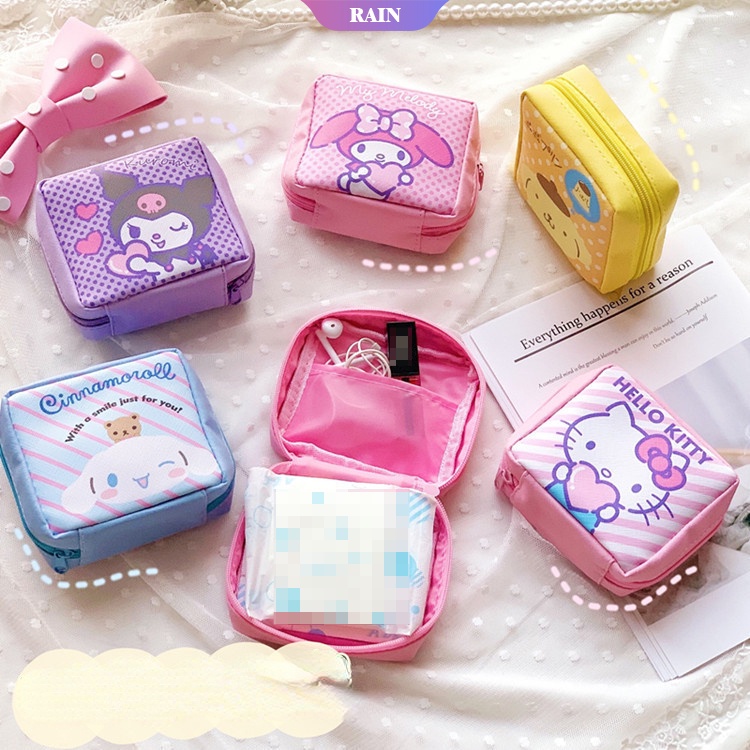 Sanrio Túi Đựng Khăn Giấy / Tiền Xu / Thẻ Du Lịch In Họa Tiết Hoạt Hình Cinnamoroll Kuromi My Melody Hello Kitty Dành Cho Bé Trai Bé Gái