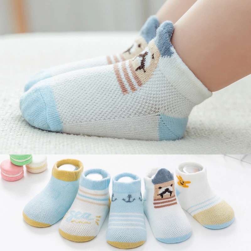 Set 5 đôi tất lưới mèo Quảng Châu cổ thấp cho bé từ 1-3 tuổi