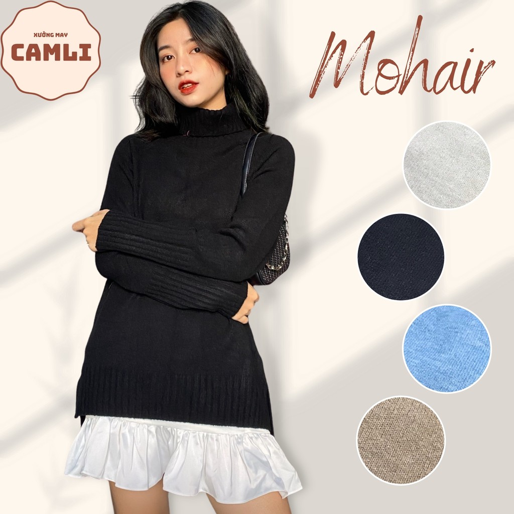 Áo len CAMLI cổ lọ nữ xuất dư Hàn Quốc Milla Off-duty, cực mềm nhẹ, ấm áp