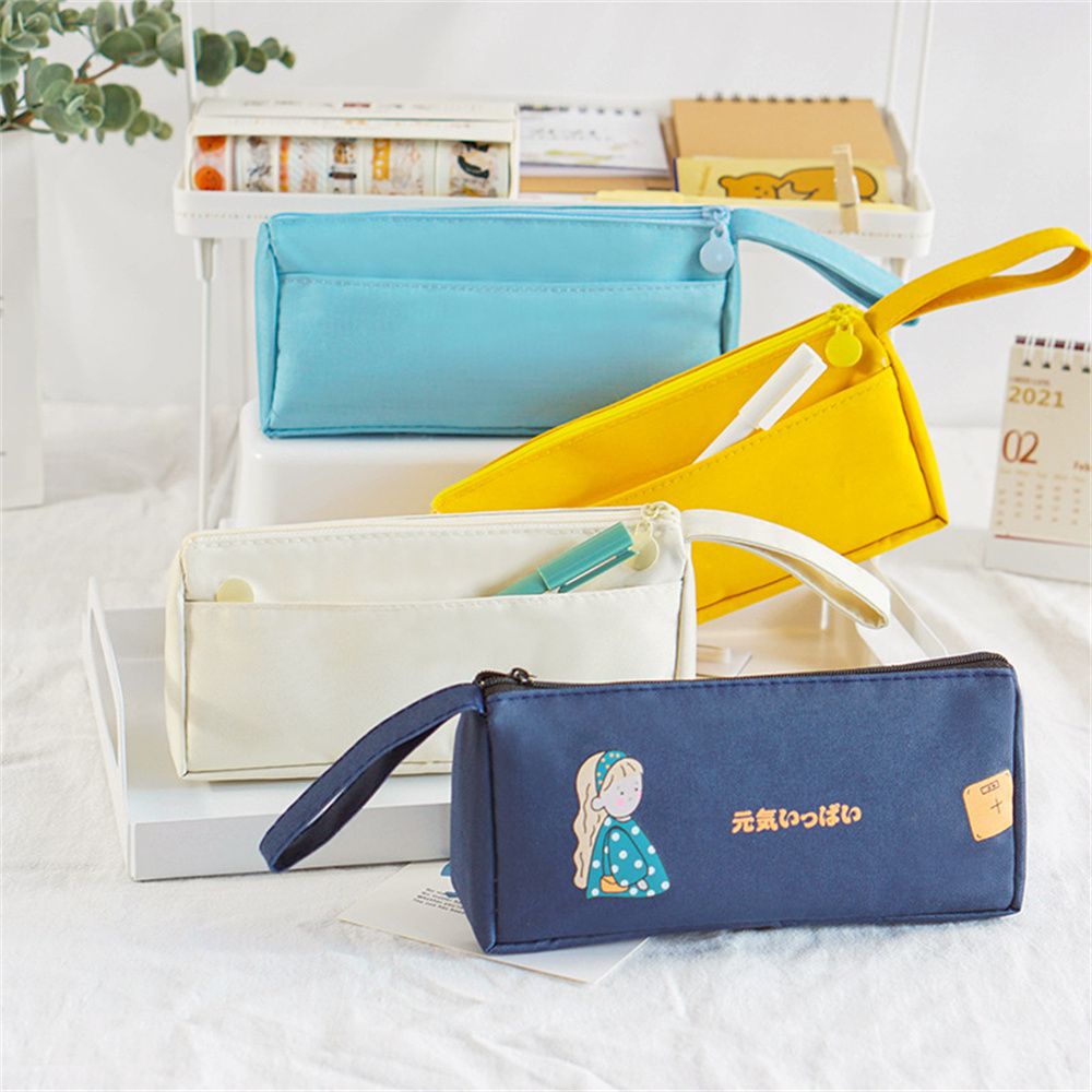 Túi đựng bút/ mỹ phẩm bằng vải oxford chống thấm nước sức chứa lớn in họa tiết hoạt hình nhiều màu sắc dễ thương
