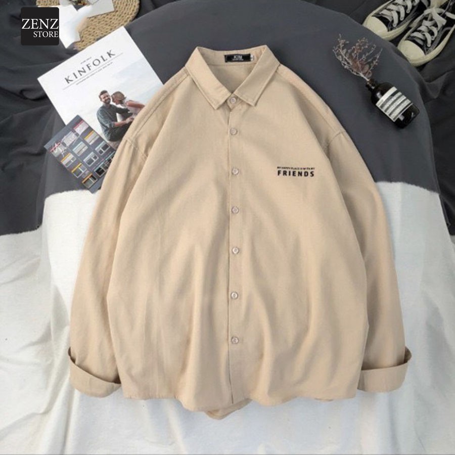 Áo sơ mi nam tay dài chất vải kaki có in hình mặt sau áo năng động trẻ trung | BigBuy360 - bigbuy360.vn