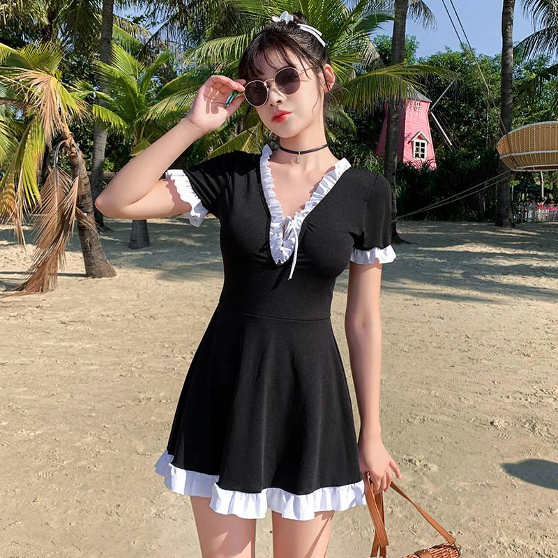 Bộ Đồ Bơi Một Mảnh Tay Ngắn Eo Cao Màu Trơn Kín Đáo Thời Trang Mới Dành Cho Nữ Ds-028217 | BigBuy360 - bigbuy360.vn