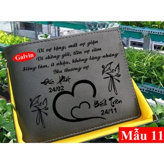 Ví da bò nam khắc tên