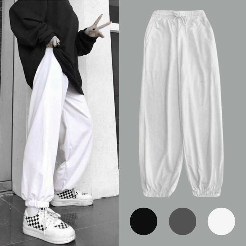 Quần Jogger trơn COLORFUL vải thun da cá, màu Trắng/ Xám/ Đen chất vải dày, thoáng, form rộng - J00