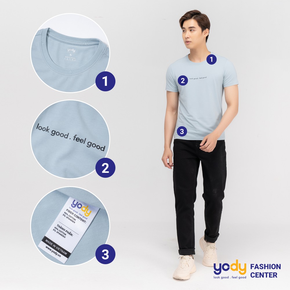 Áo phông nam YODY cổ tròn form rộng vải cotton thoáng mát PPM4001 | BigBuy360 - bigbuy360.vn