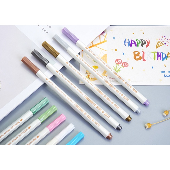 Bút brush viết calligraphy - viết sổ Bullet Journal STA nhiều màu sắc