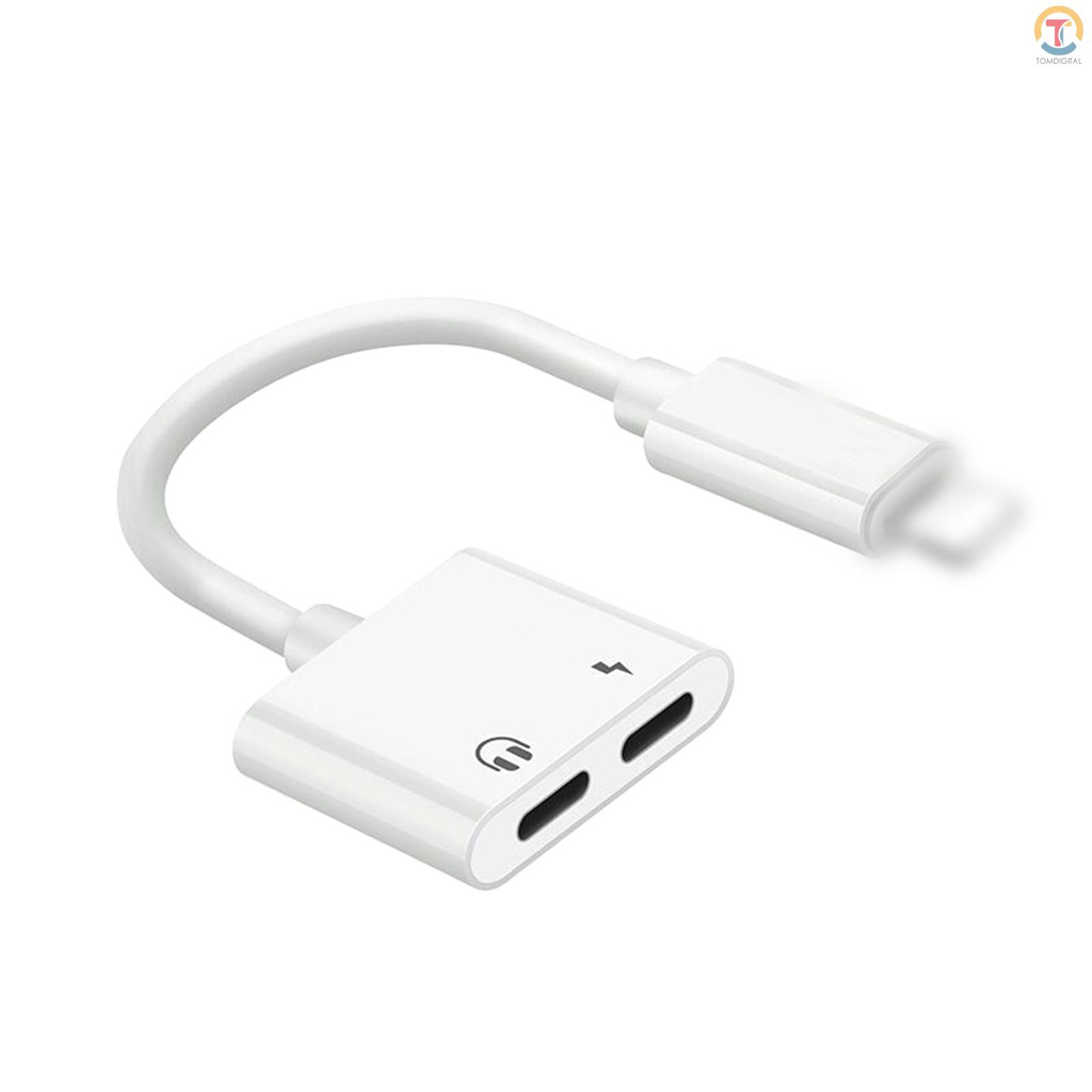 2 in 1 Charging Cable Splitter Earphone Cable Audio Adapter IOS Audio Headset Charger Converter Compatible with iPhone 11 Pro X XS Max XR 7 8 Plus