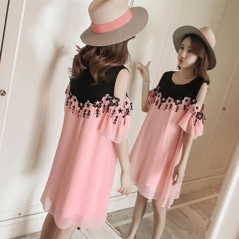 Đầm Chiffon ngắn tay dáng rộng thời trang cho mẹ bầu