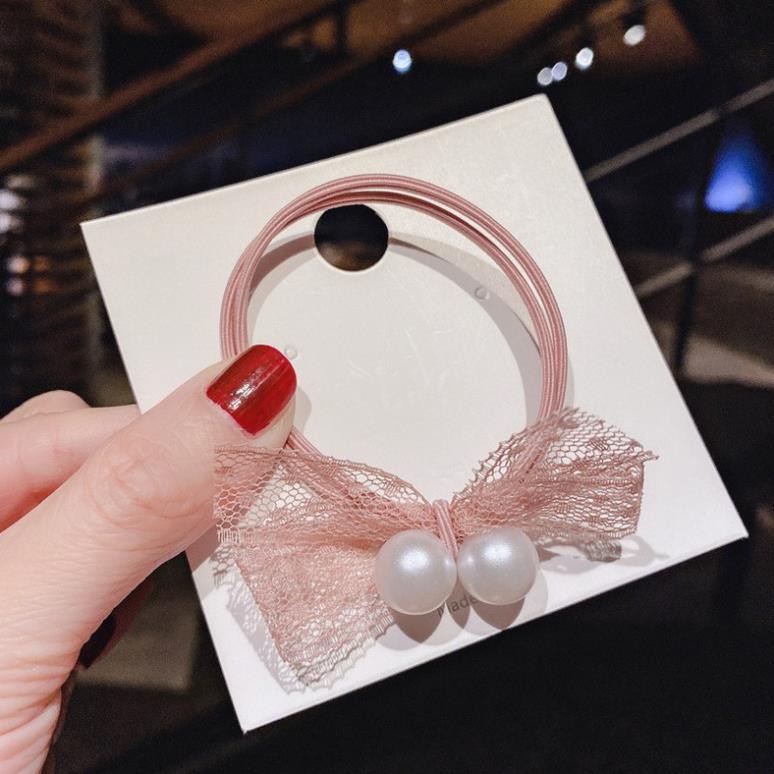 Dây Buộc Tóc MILASO Buộc Tóc Nơ Nữ Phối Ren Đính Ngọc Nhân Tạo Thời Trang Hàn Quốc Cá Tính FAH-001251