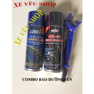 Combo chai xịt bôi trơn sên ARROW - Chai xịt vệ sinh sên THUNDER 400ml - Bàn chải 3D cao cấp