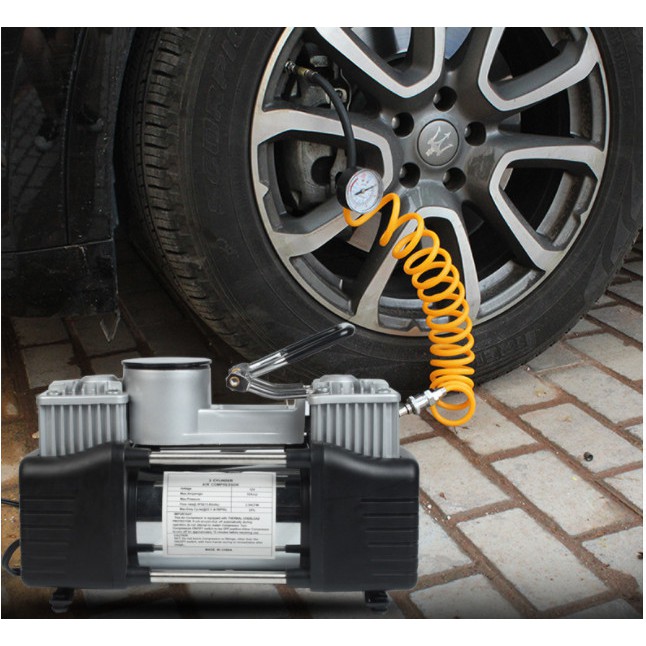 ⚡️HÀNG CHÍNH HÃNG⚡️ Bơm lốp ô tô 2 xi lanh Air Compressor Siêu Khỏe Cực Bền