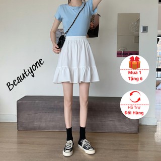 Chân váy voan xếp ly bồng bềnh ulzzang hai màu đen, trắng, chân váy xoè 2 lớp