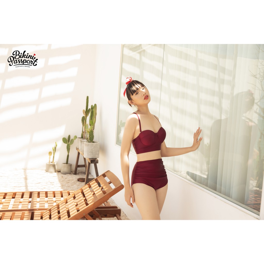 [Mã LTNP50 giảm 50K đơn 150K] Đồ bơi Nữ BIKINI PASSPORT kiểu hai mảnh lưng cao, áo hai dây cúp ngực- màu Đỏ - BS363_BX | BigBuy360 - bigbuy360.vn