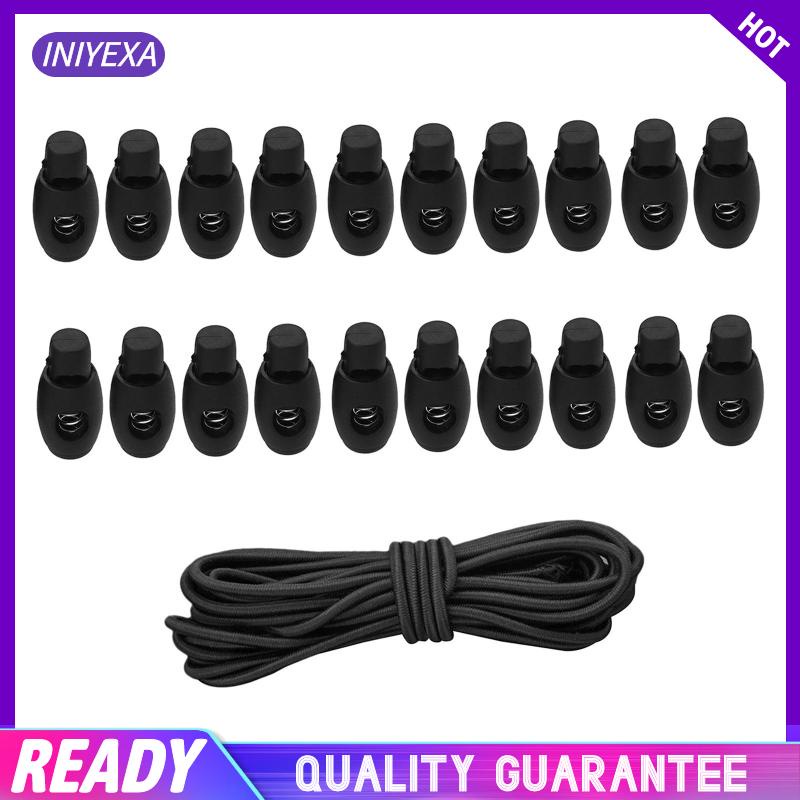 Set 20 Dụng Cụ Chặn Dây Lò Xo + Dây Co Giãn 10ft Cho Dây Rút / Quần Áo / Ba Lô / Túi Xách