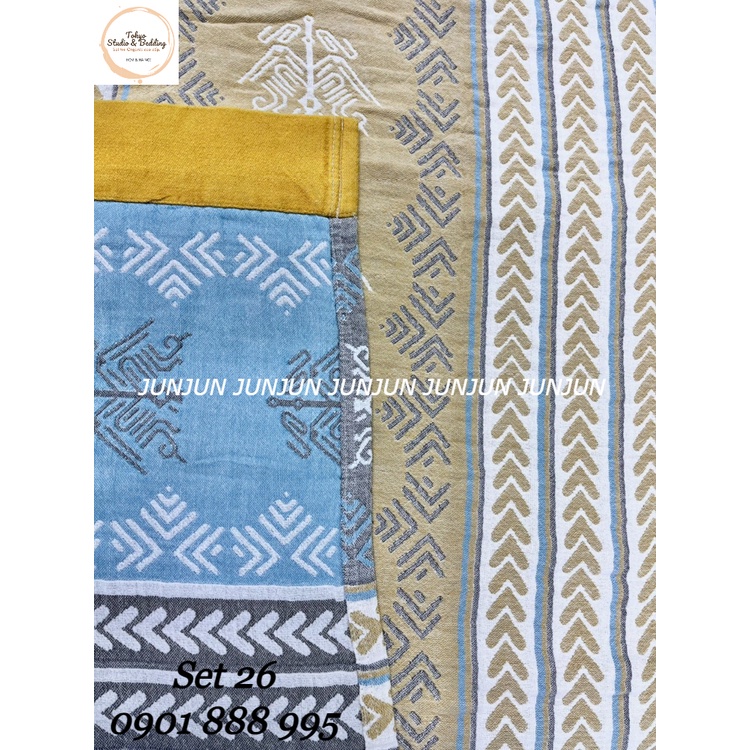 N14_Set Chăn Ga Gối vải Xô Organic cotton dòng Basic/phổ thông