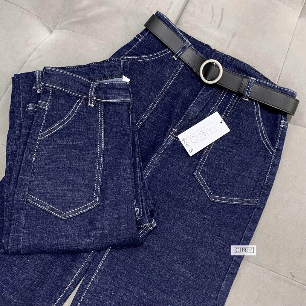 Quần Jean Ống Suông Co Giãn KHA043 GINNY | Thời Trang Nữ Dạo Xinh Xuống Phố Dạo | HotTrend | GinHouseShop