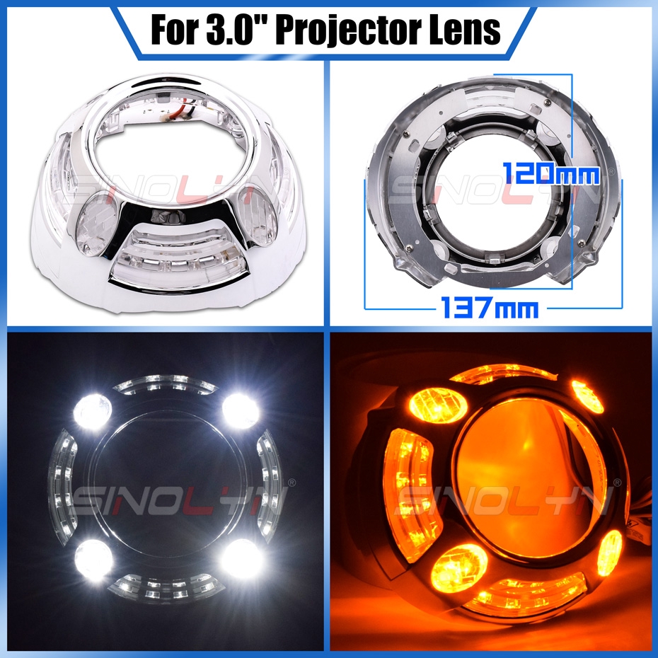 1 Cặp Đèn LED Halo Shrouds 2.5'' H1/3.0'' Hella 3R/Q5 Dành Cho Mặt Nạ