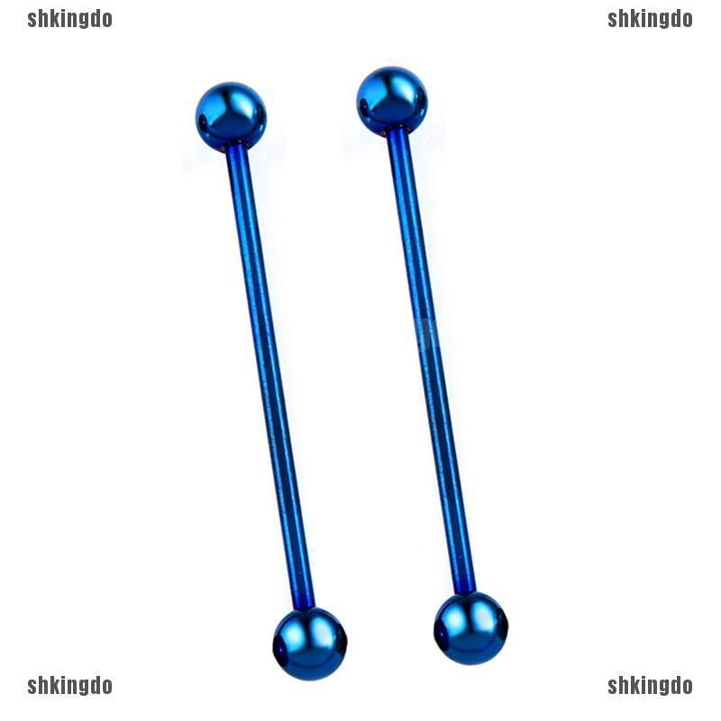 Xỏ khuyên vành tai dạng thanh hai đầu bi bằng thép y tế thời trang và cá tính