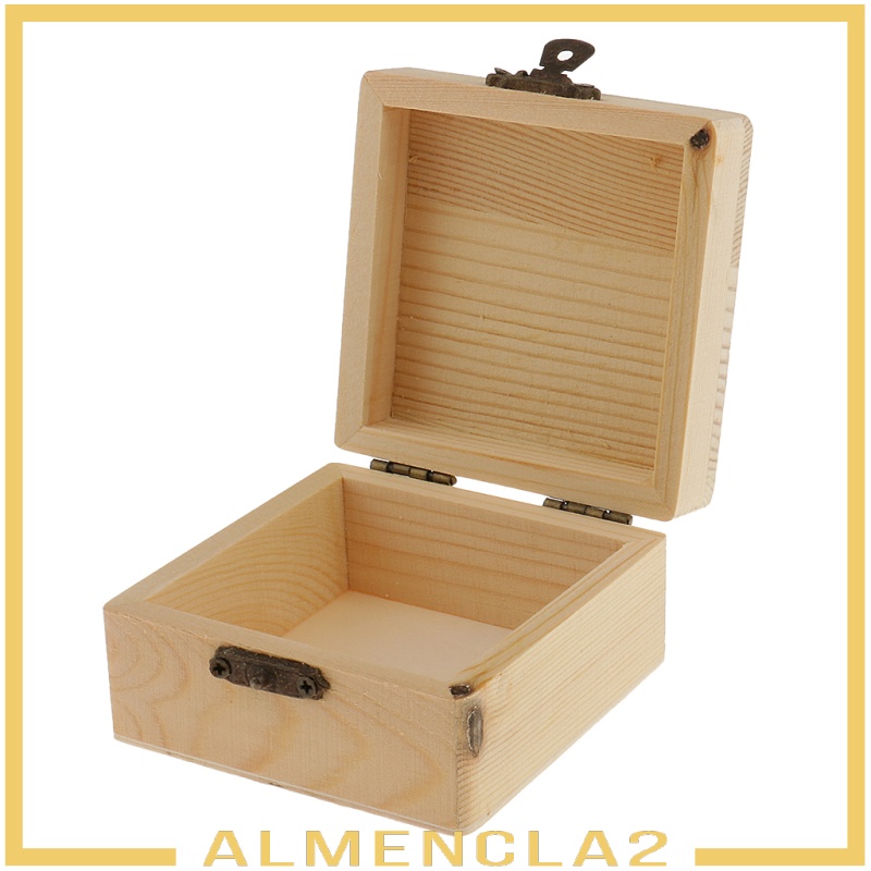 Bộ 2 Hộp Gỗ Hình Vuông Đựng Trang Sức Diy