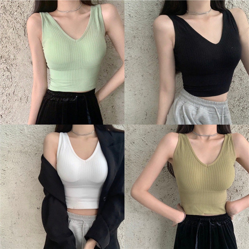 Áo Hai Dây Cổ Chữ V Màu Sắc Trơn Quyến Rũ Dễ Phối Đồ Thời Trang Cho Nữ