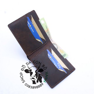 Ví da nam handmade , da sáp MS001"100% da thật"