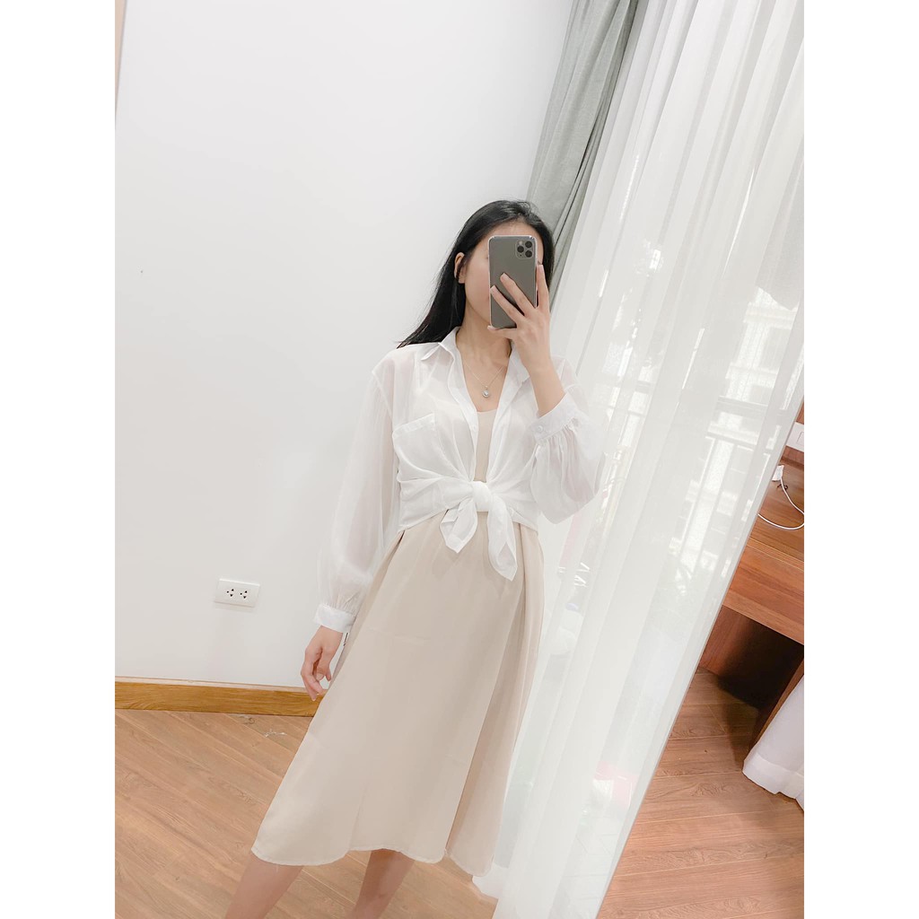 Áo Sơ Mi Nữ Trơn Voan Mỏng Ulzzang, Áo Giấy Buộc Eo Khoác Ngoài Đi Biển Nhiều Màu, Labibi | BigBuy360 - bigbuy360.vn