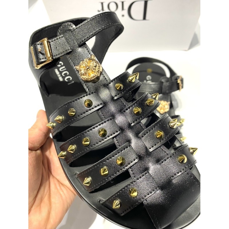 Dép rọ nam gc quai da đính đinh đế đúc, dép bịt đầu nam hàng Fullbox.