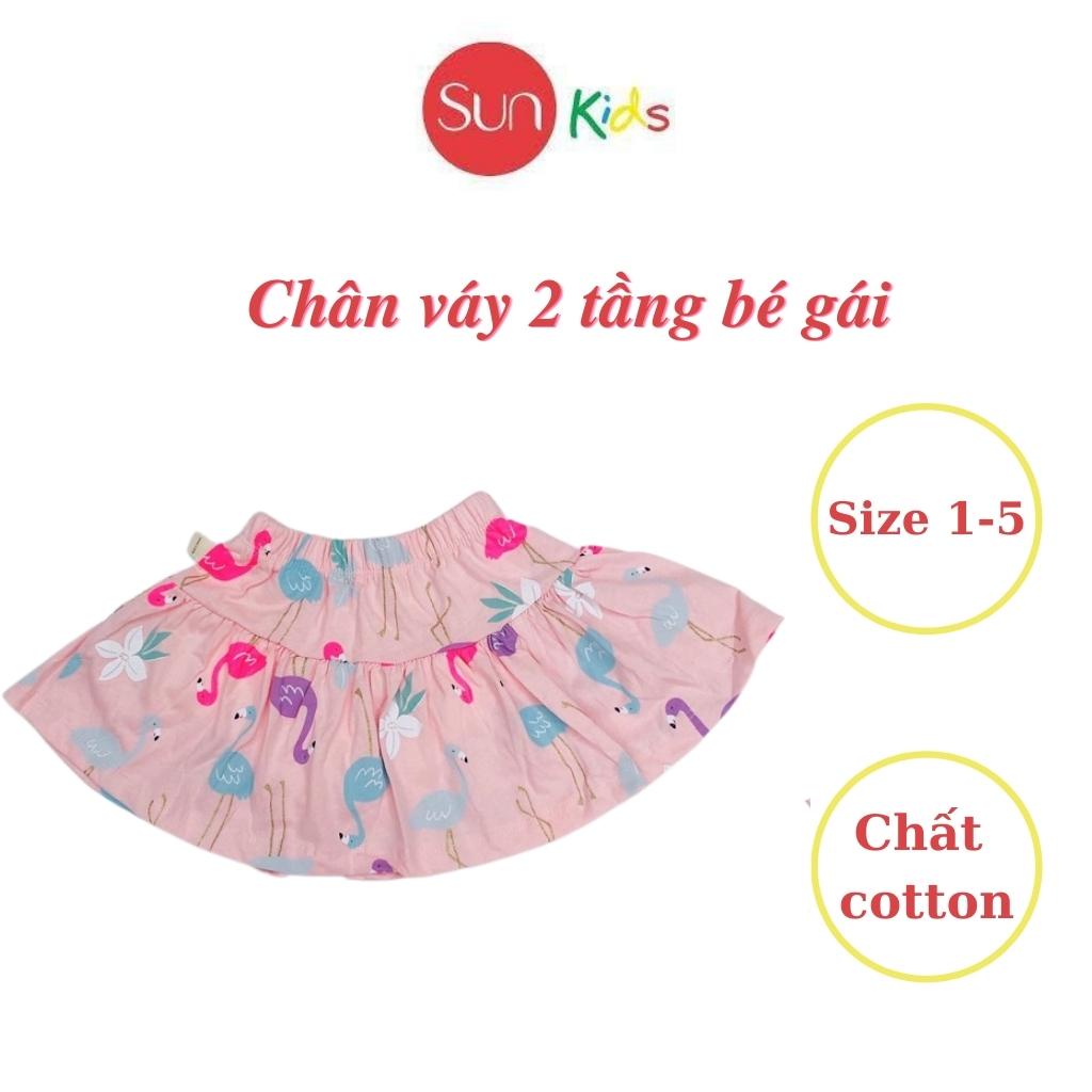 Chân váy cho bé, đầm bé gái 2 tầng, chất cotton, có quần đùi trong, size 1-5 - SUNKIDS