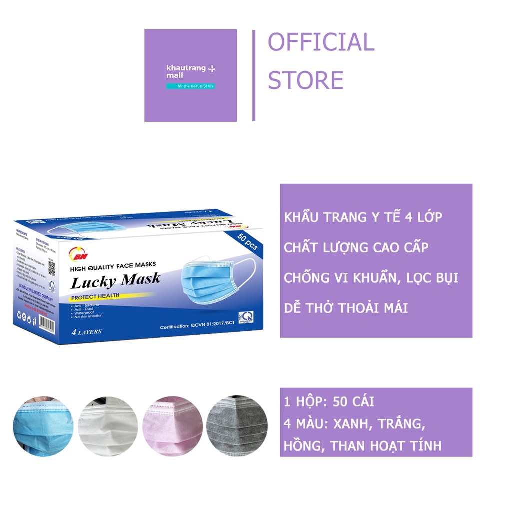 BAO 10 CÁI KHẨU TRANG Y TẾ 4 LỚP CAO CẤP LUCKY MASK V1 CHÍNH HÃNG HÀNG CÔNG TY CÓ GIẤY TỜ ĐỦ ĐIỀU KIỆN SẢN XUẤT