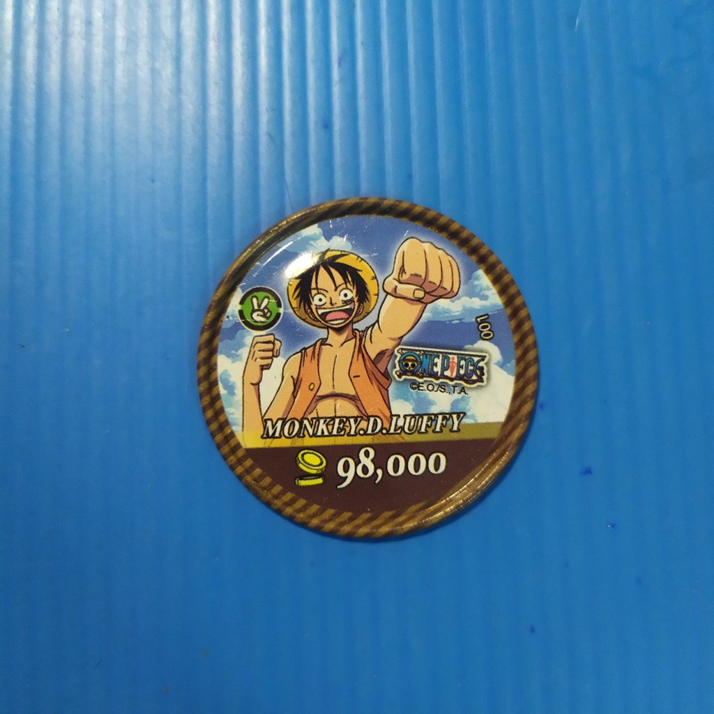 [Một Thẻ ] Thẻ bài toonies One Piece thẻ tròn đồng xu kim loại viền màu 2nd cũ, nhăn vừa - mũ rơm Luffy tổng hợp 1