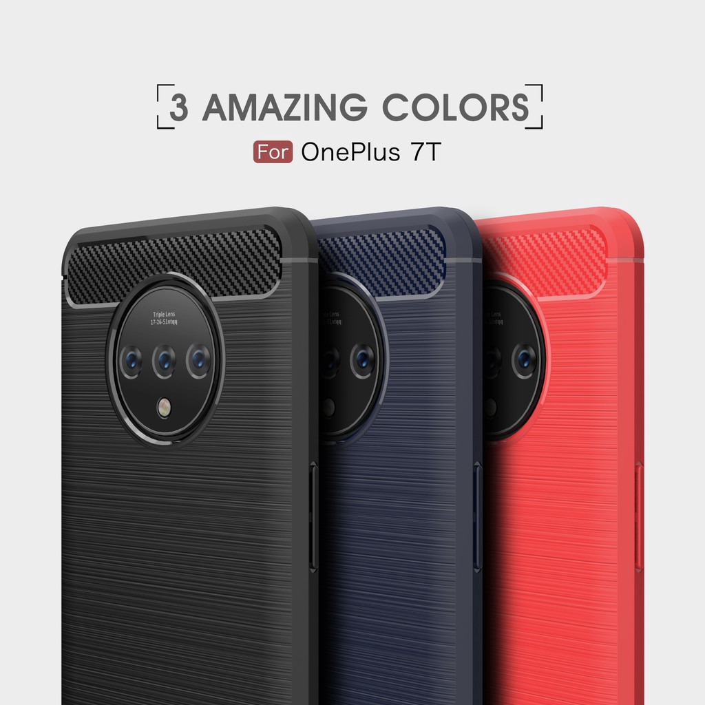Ốp điện thoại silicon sợi carbon cho 1+ 7t oneplus 7t 1 + 7t thiết kế chống sốc