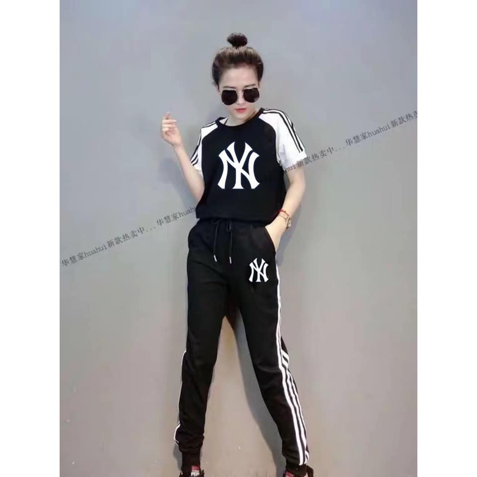 Bộ mẹ và bé NY phong cách thể thao thun cotton xinh mát