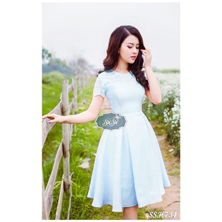 SuSu Shop - Đầm xòe phối ren - SSH734