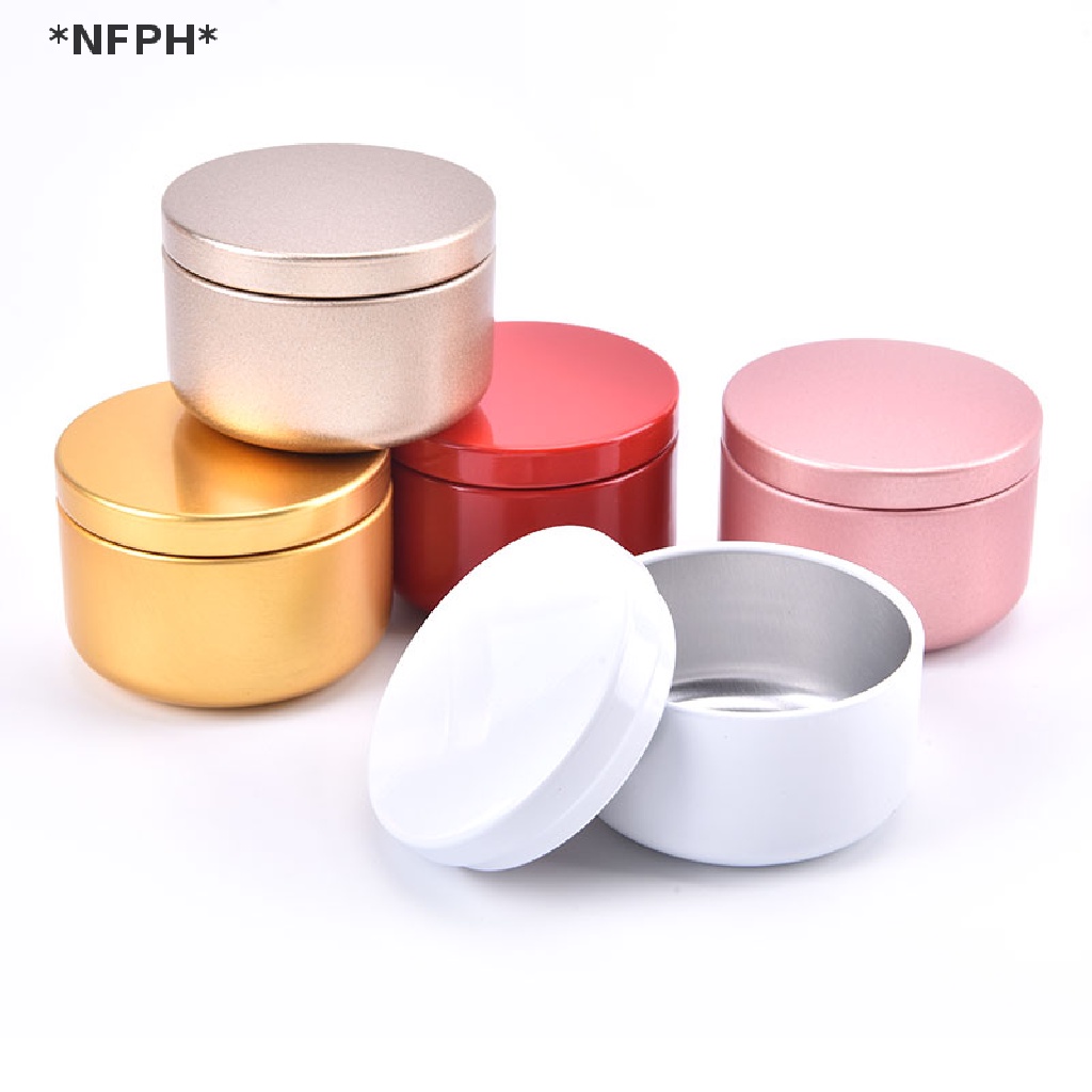 [NFPH] Hộp Thiếc Nhôm Thiếc Tròn Đựng Nến Du Lịch