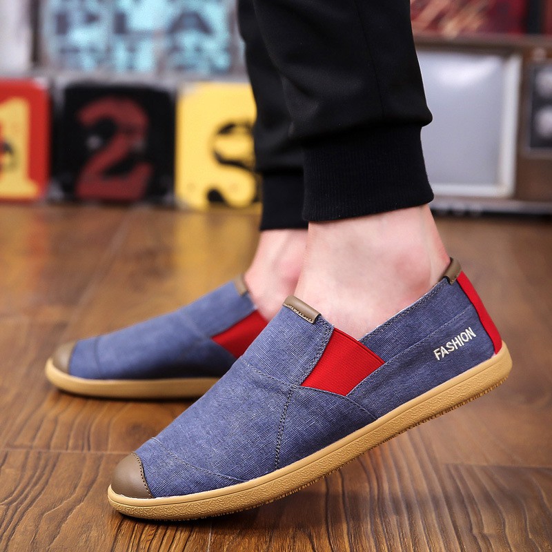 Slip on nam - Giày lười vải phong cách Anh Quốc - 3 màu nâu/(vàng), ghi/(xanh) và xanh/(đỏ) - Mã SP 189 | BigBuy360 - bigbuy360.vn