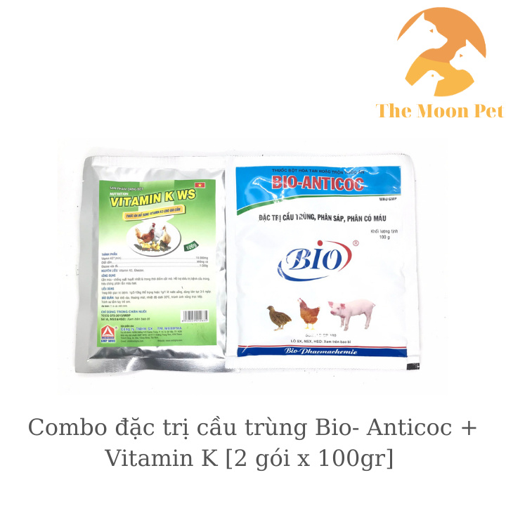 Combo đ.ặc t.rị cầu trùng gà đá Bio- Anticoc + Vitamin K [2 gói x 100gr]