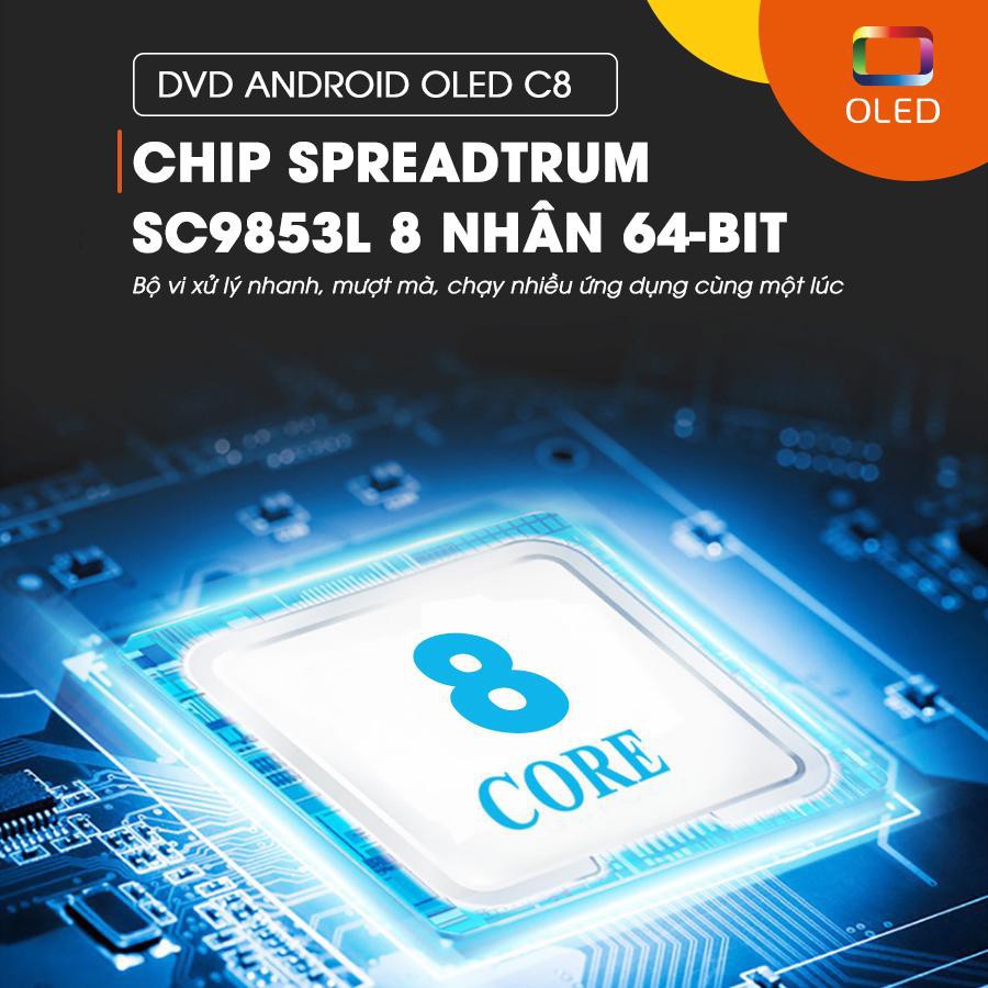 Màn hình DVD Android OLED C8 New -TẶNG VIETMAP S1, CAM HÀNH TRÌNH TRƯỚC SAU, ĐỊNH VỊ THEO DÕI XE