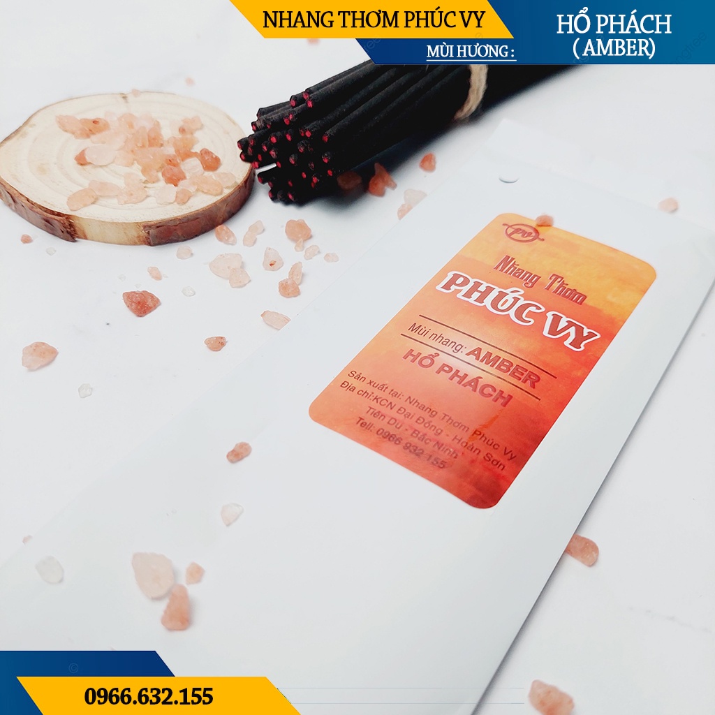 Nhang Thơm Phúc Vy Hương Hổ Phách Amber - Túi 39 Cây 28cm, Ít Khói, Thơm Nhẹ, Dễ Chịu, Không kích mũi